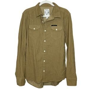Diesel Brown Corduroy Western Button Front Shirt Size Large